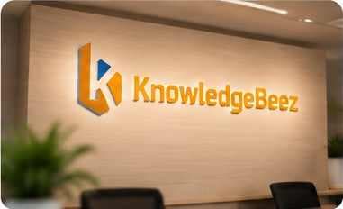 KnowledgeBeez logo on the office wall